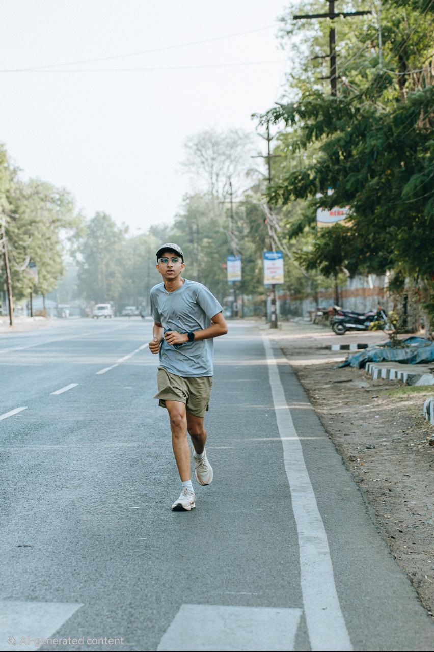 Manas Tagde on a training run at dawn — Bhopal